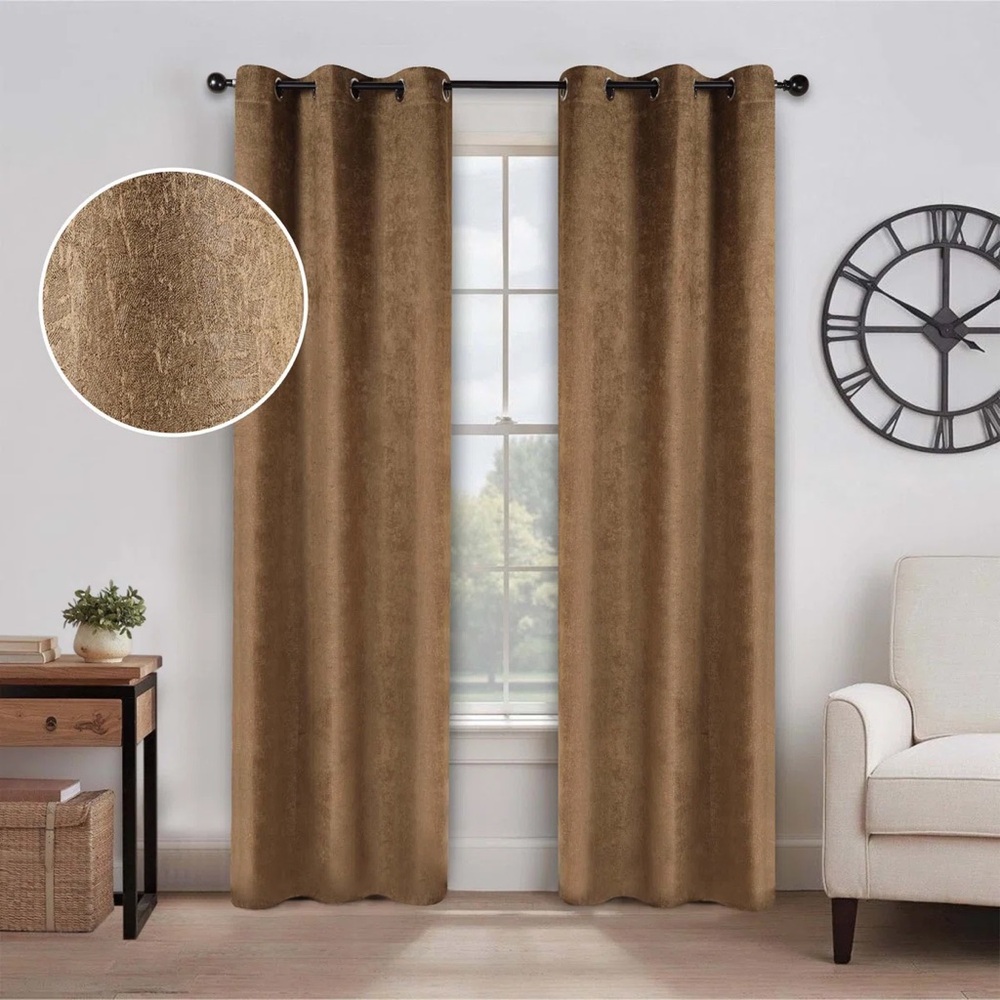 4 Elegant Brown Blackout Curtain Panels